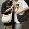 Trendy Soft Cloth Crossbody Bag for Women, Big Solid Color Student Casual Shoulder Hobo Handbag