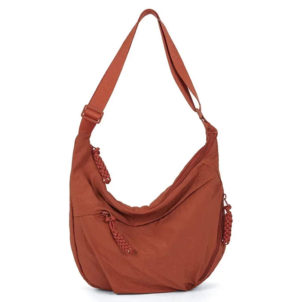 Trendy Soft Cloth Crossbody Bag for Women, Big Solid Color Student Casual Shoulder Hobo Handbag