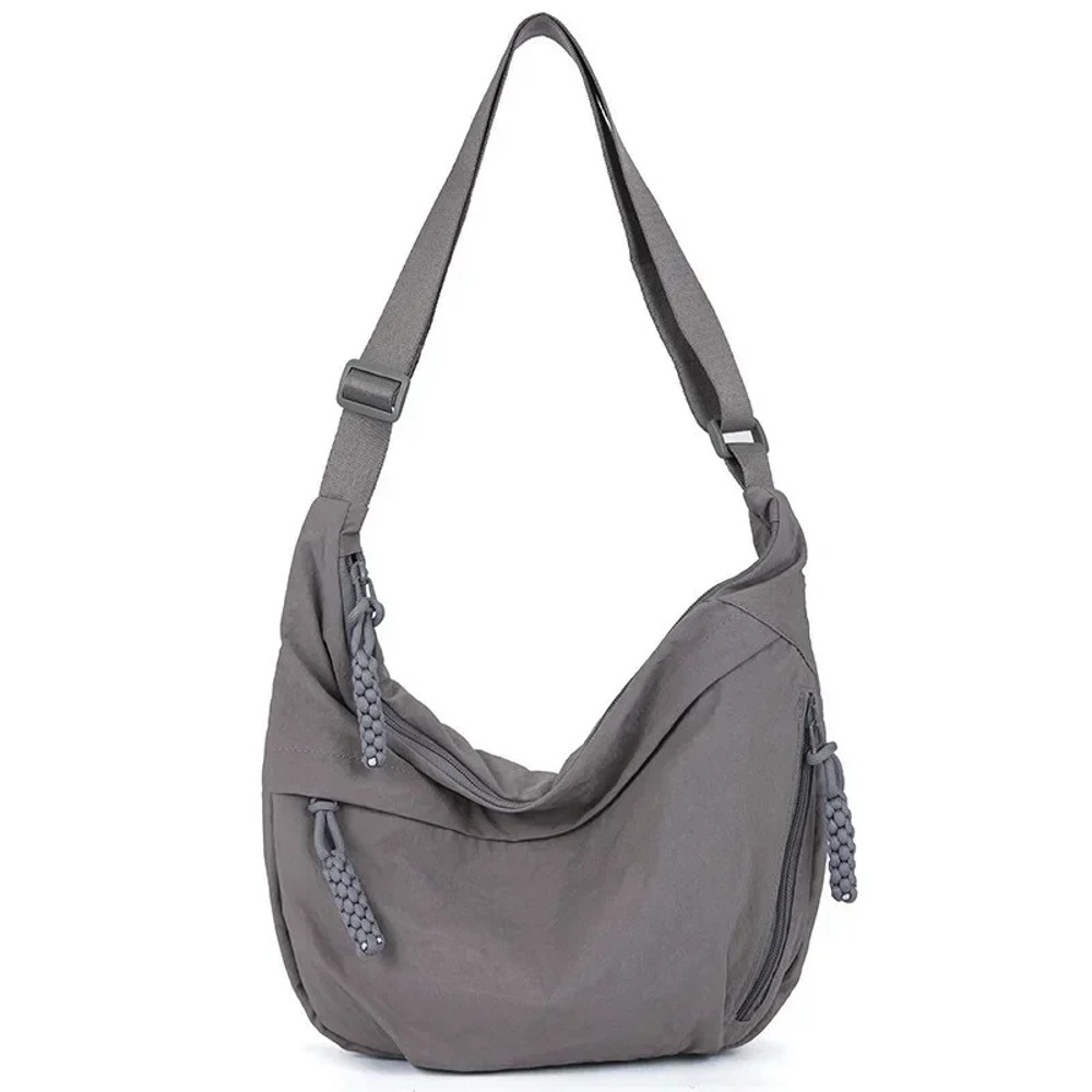 Trendy Soft Cloth Crossbody Bag for Women, Big Solid Color Student Casual Shoulder Hobo Handbag