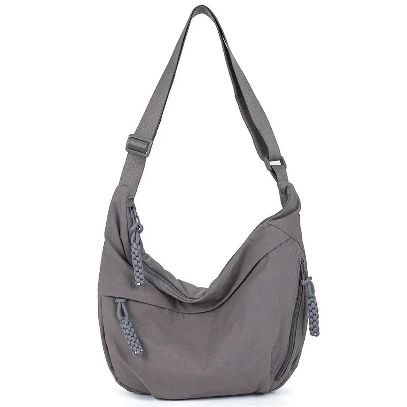Trendy Soft Cloth Crossbody Bag for Women, Big Solid Color Student Casual Shoulder Hobo Handbag
