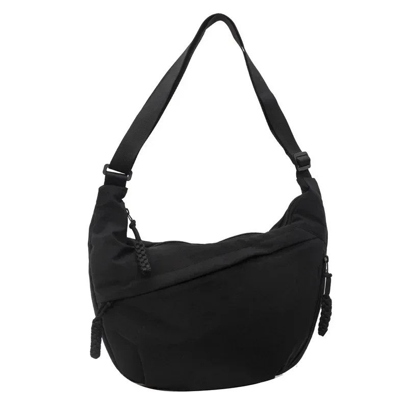 Trendy Soft Cloth Crossbody Bag for Women, Big Solid Color Student Casual Shoulder Hobo Handbag