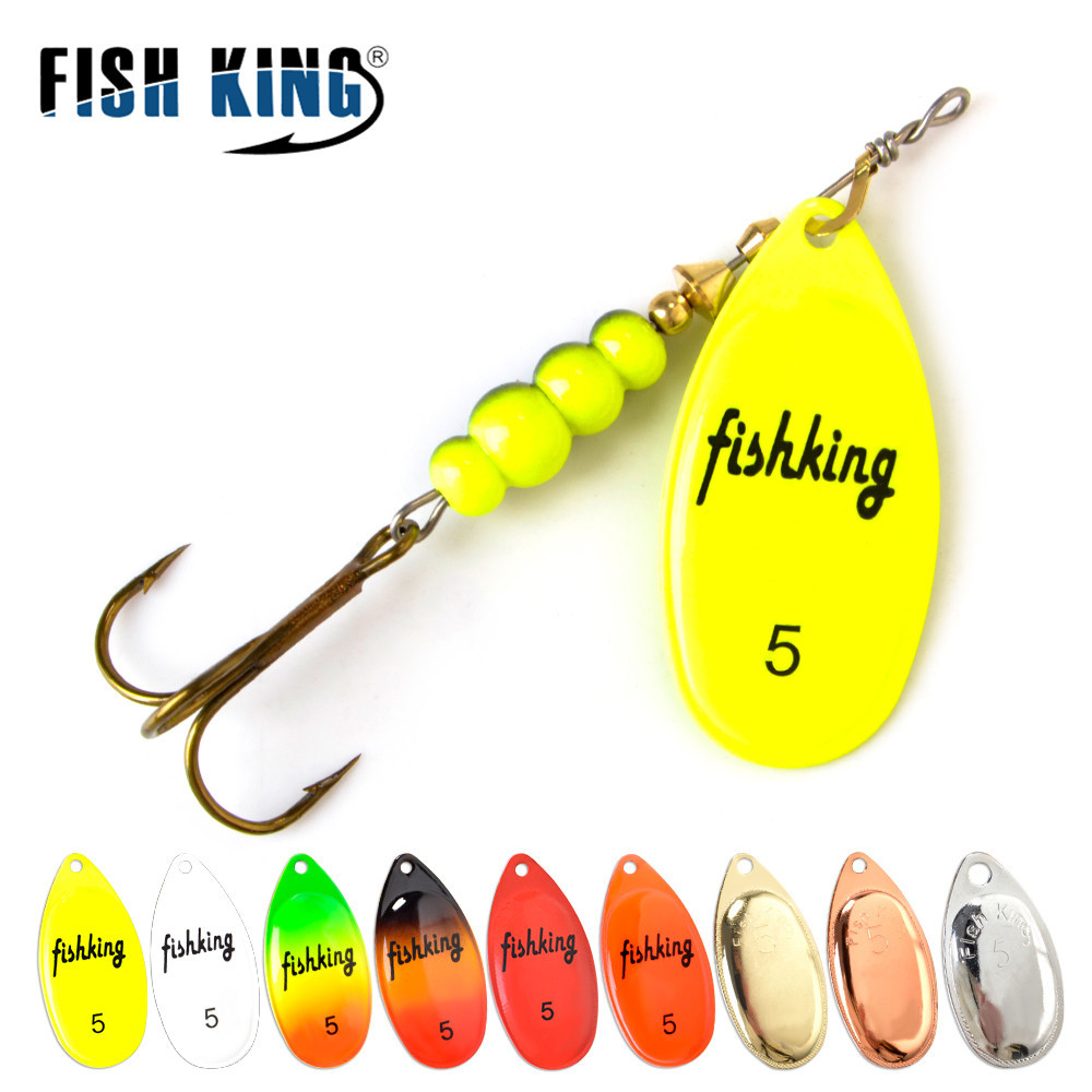 FISH KING Rotating Spinner Spoon Lures Metal Fishing Lure With Treble Hooks For Pike  Freshwater Pr 0