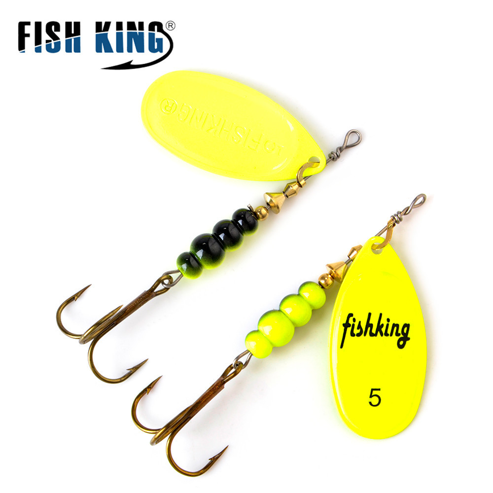 FISH KING Rotating Spinner Spoon Lures Metal Fishing Lure With Treble Hooks For Pike  Freshwater Pr 3