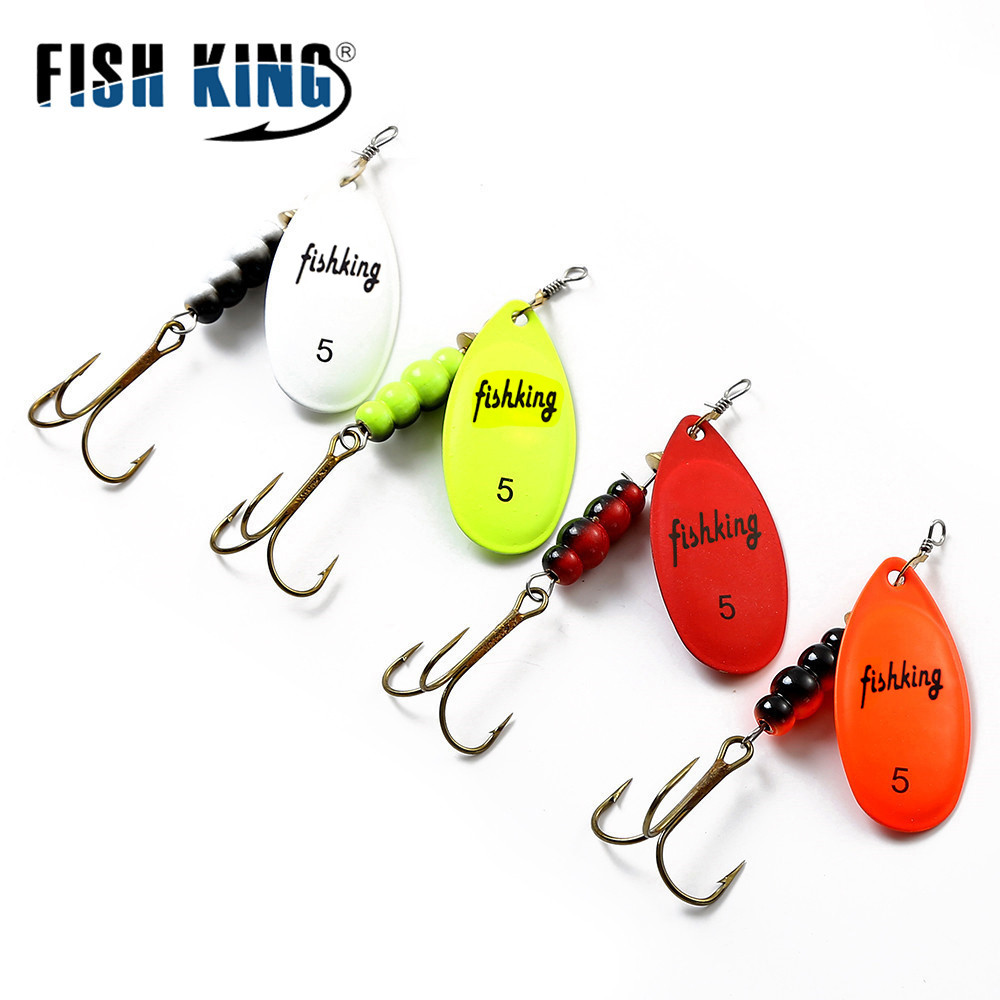 FISH KING Rotating Spinner Spoon Lures Metal Fishing Lure With Treble Hooks For Pike  Freshwater Pr 4