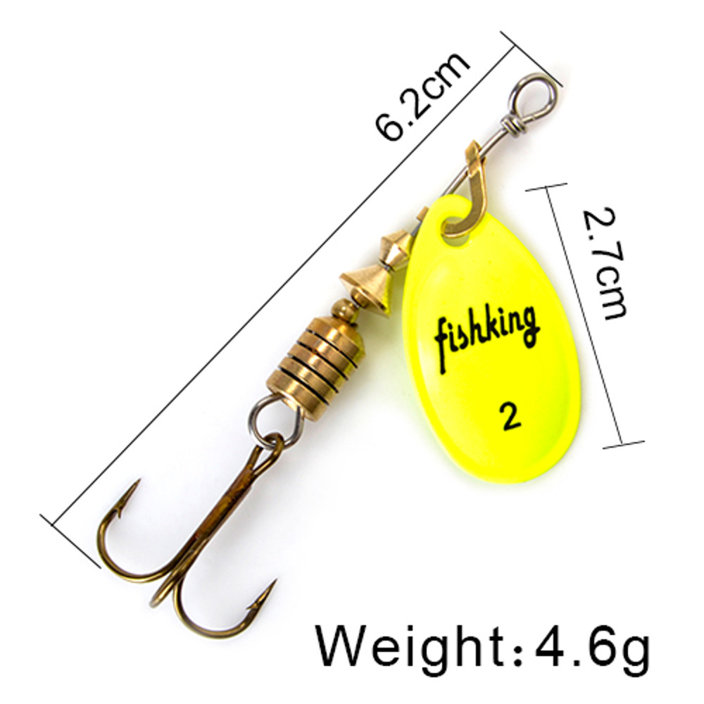 FISH KING Rotating Spinner Spoon Lures Metal Fishing Lure With Treble Hooks For Pike  Freshwater Pr 6