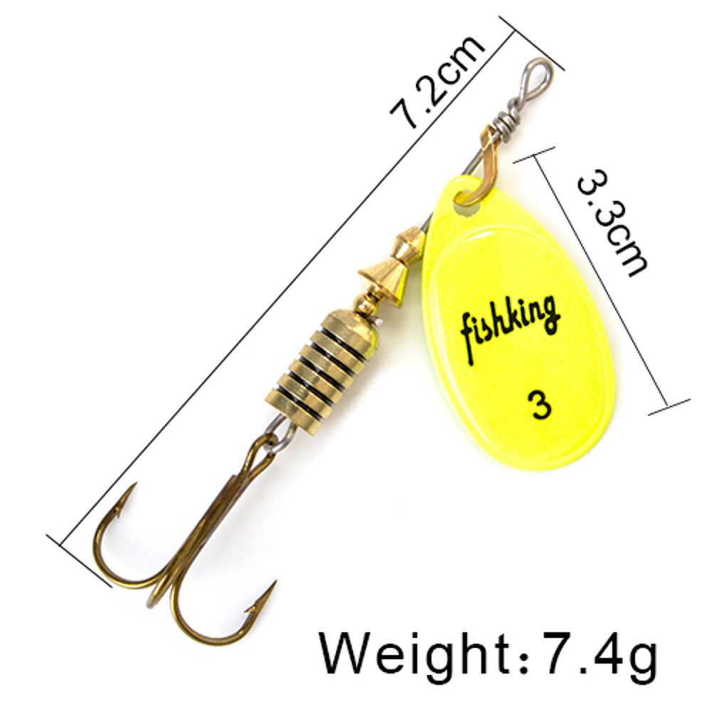 FISH KING Rotating Spinner Spoon Lures Metal Fishing Lure With Treble Hooks For Pike  Freshwater Pr 7