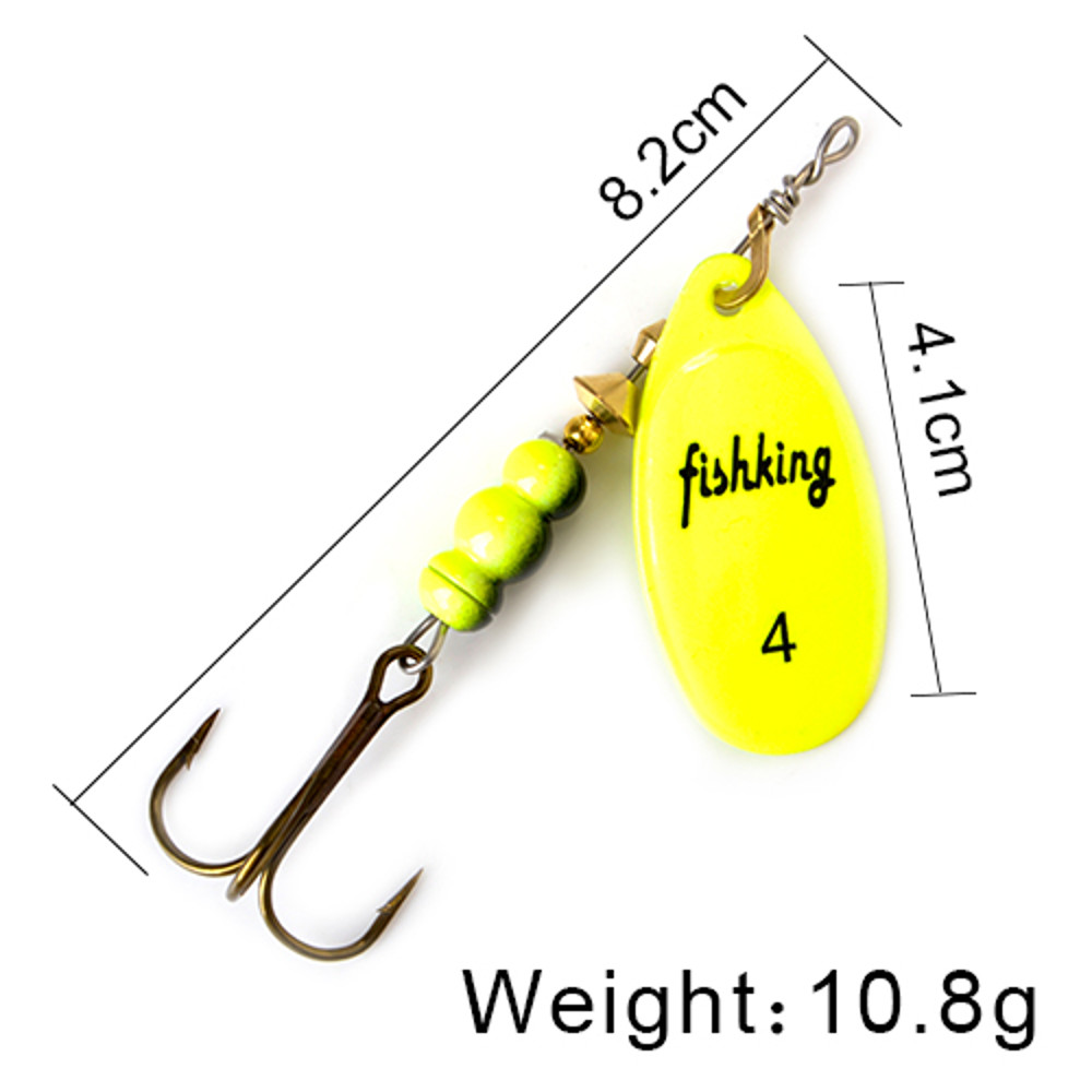 FISH KING Rotating Spinner Spoon Lures Metal Fishing Lure With Treble Hooks For Pike  Freshwater Pr 8