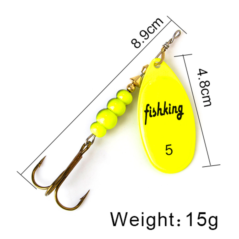 FISH KING Rotating Spinner Spoon Lures Metal Fishing Lure With Treble Hooks For Pike  Freshwater Pr 9