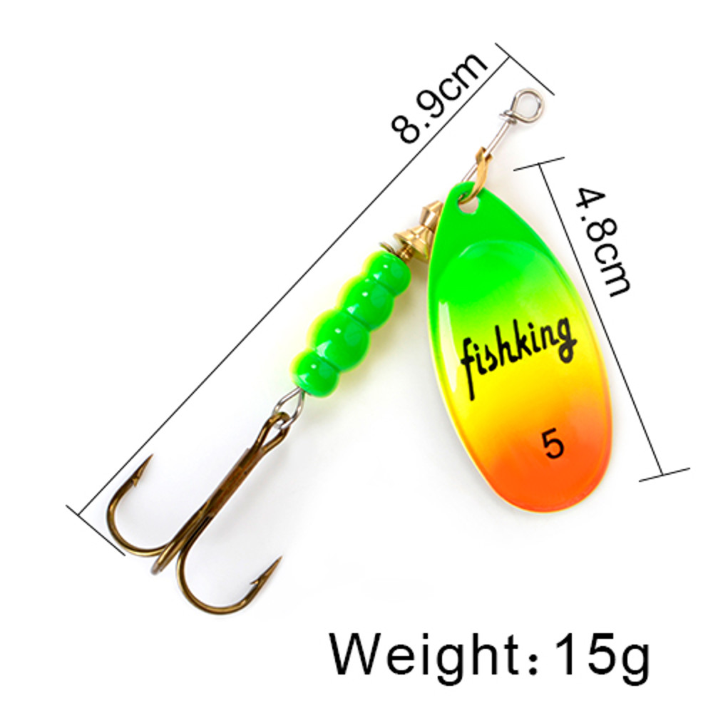 FISH KING Rotating Spinner Spoon Lures Metal Fishing Lure With Treble Hooks For Pike  Freshwater Pr 10