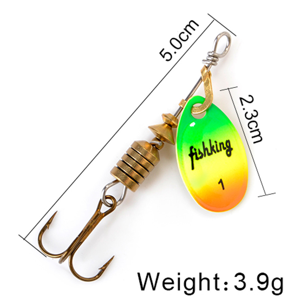 FISH KING Rotating Spinner Spoon Lures Metal Fishing Lure With Treble Hooks For Pike  Freshwater Pr 13