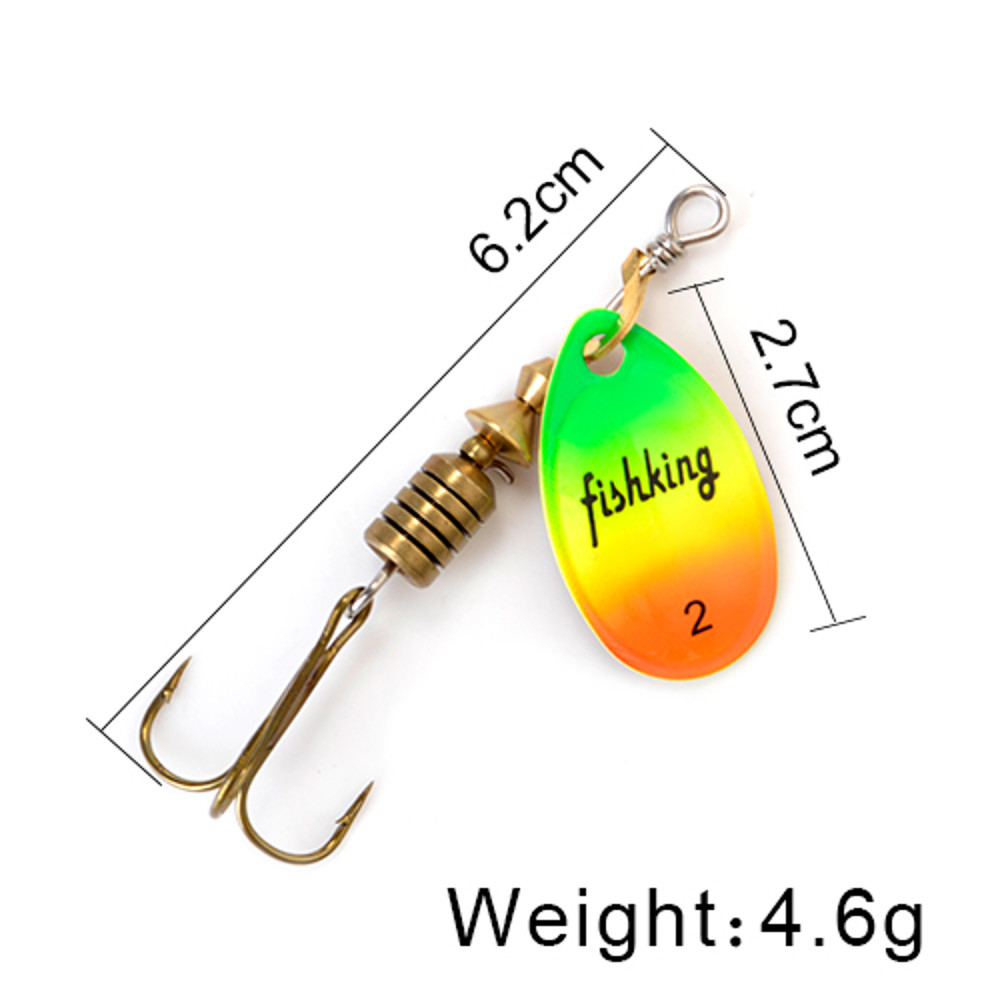 FISH KING Rotating Spinner Spoon Lures Metal Fishing Lure With Treble Hooks For Pike  Freshwater Pr 14