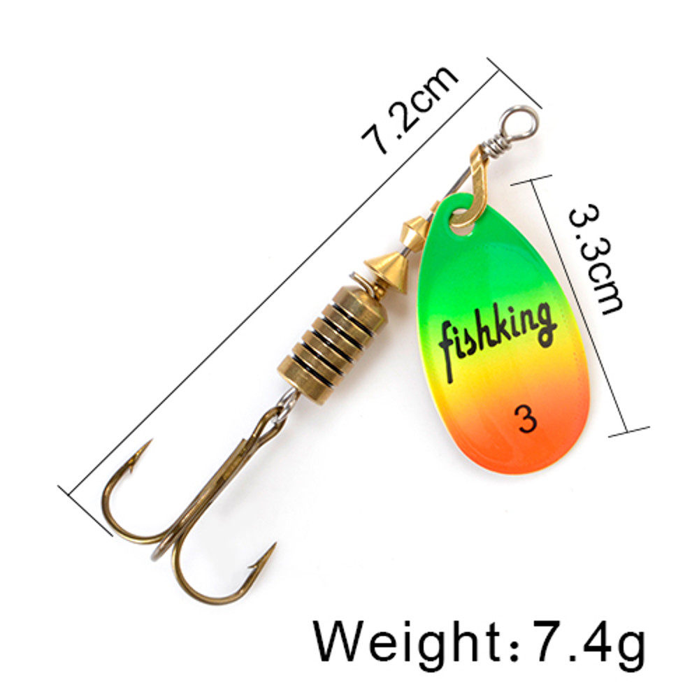 FISH KING Rotating Spinner Spoon Lures Metal Fishing Lure With Treble Hooks For Pike  Freshwater Pr 15
