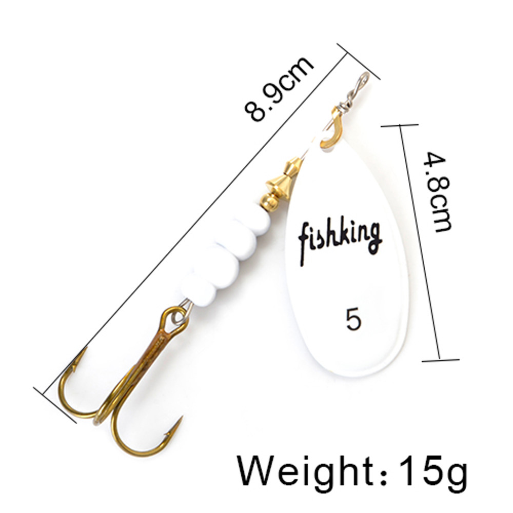 FISH KING Rotating Spinner Spoon Lures Metal Fishing Lure With Treble Hooks For Pike  Freshwater Pr 20
