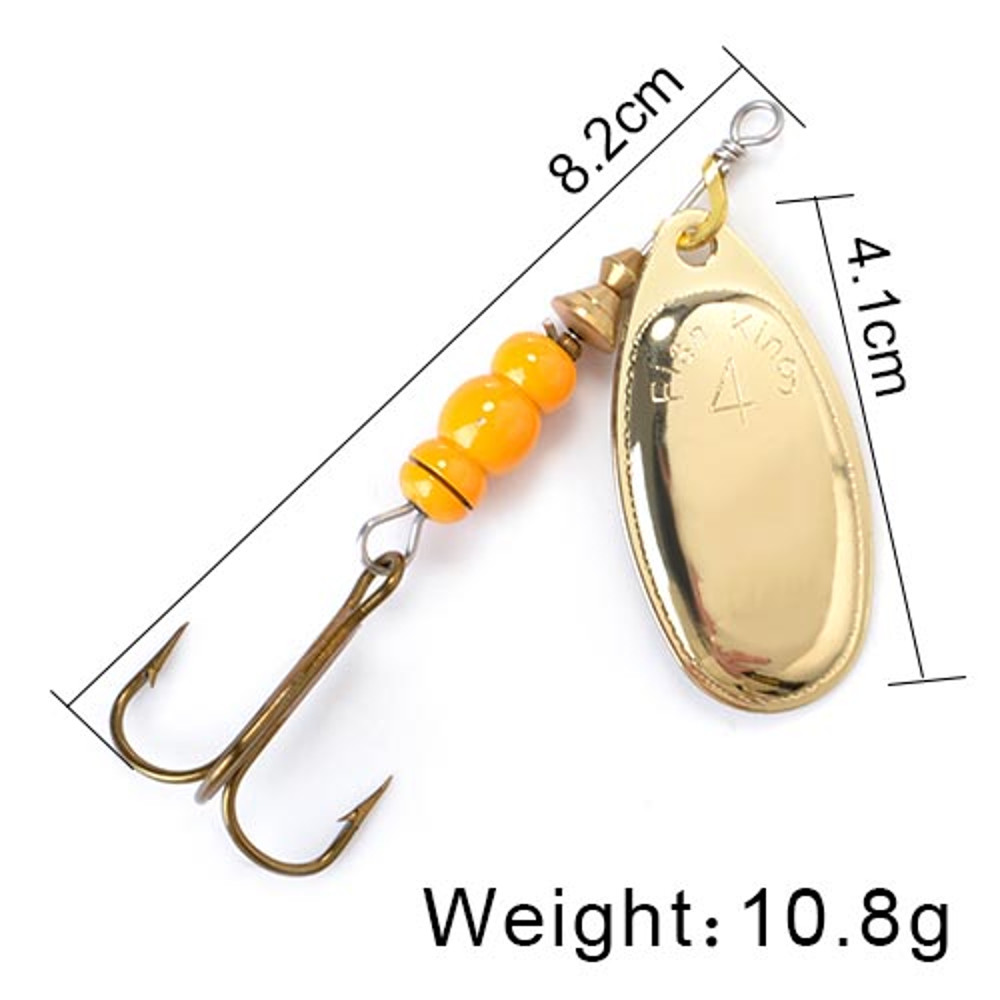 FISH KING Rotating Spinner Spoon Lures Metal Fishing Lure With Treble Hooks For Pike  Freshwater Pr 22