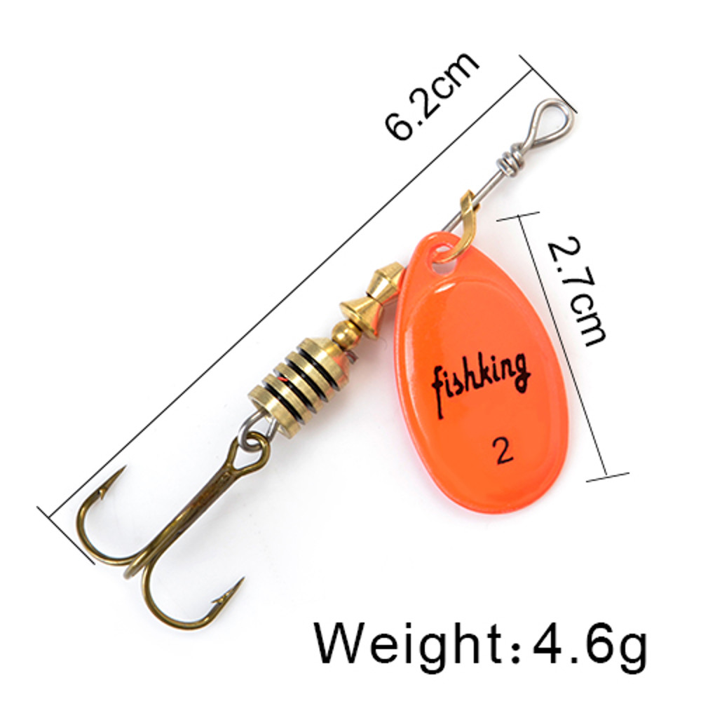 FISH KING Rotating Spinner Spoon Lures Metal Fishing Lure With Treble Hooks For Pike  Freshwater Pr 25