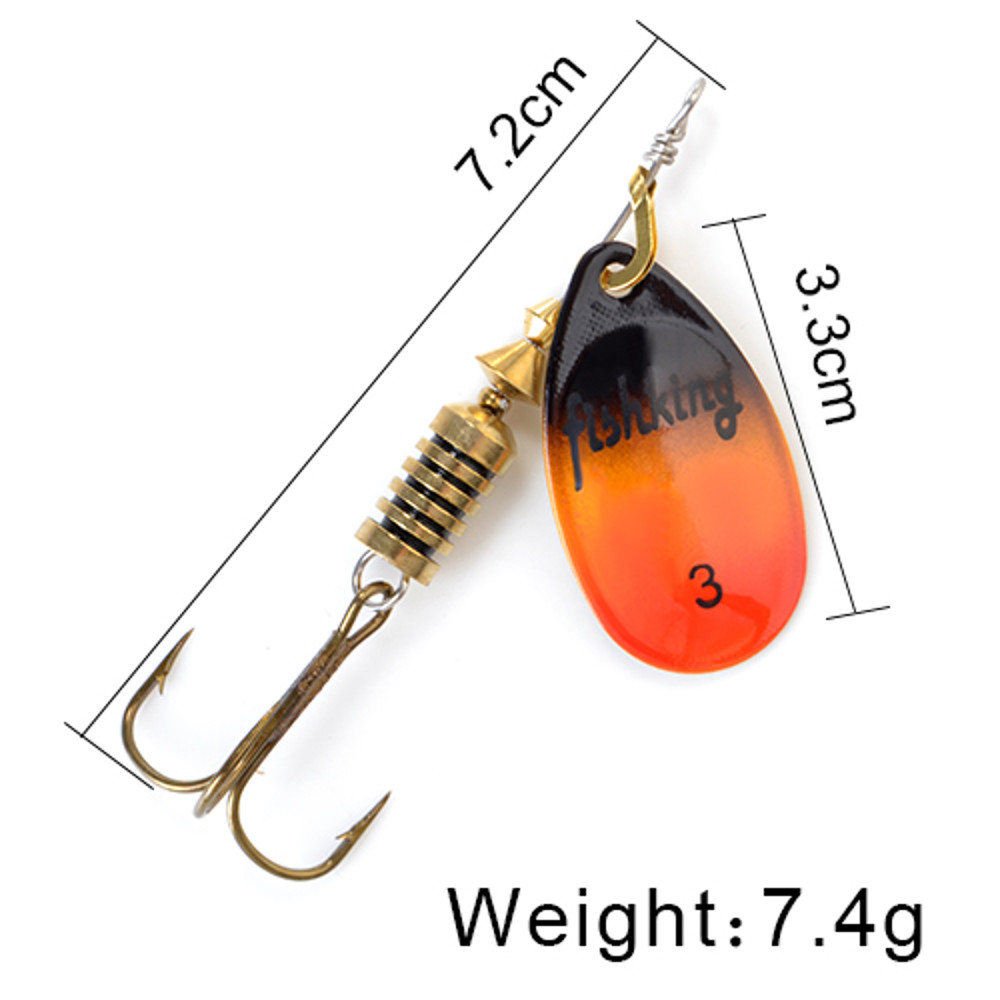 FISH KING Rotating Spinner Spoon Lures Metal Fishing Lure With Treble Hooks For Pike  Freshwater Pr 30