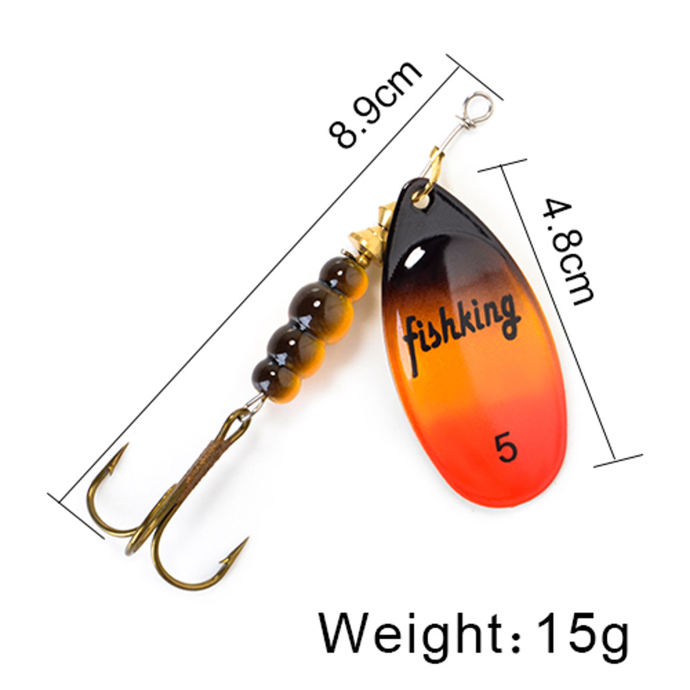 FISH KING Rotating Spinner Spoon Lures Metal Fishing Lure With Treble Hooks For Pike  Freshwater Pr 32