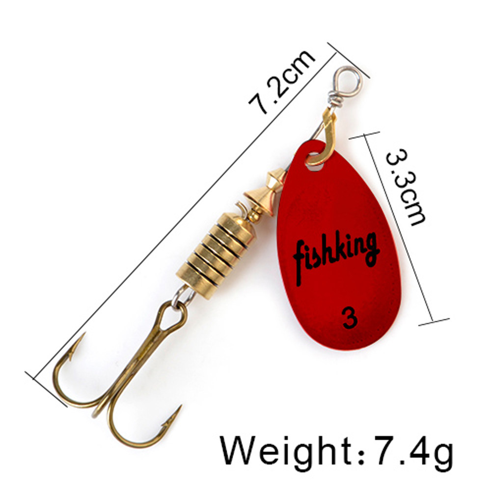 FISH KING Rotating Spinner Spoon Lures Metal Fishing Lure With Treble Hooks For Pike  Freshwater Pr 33