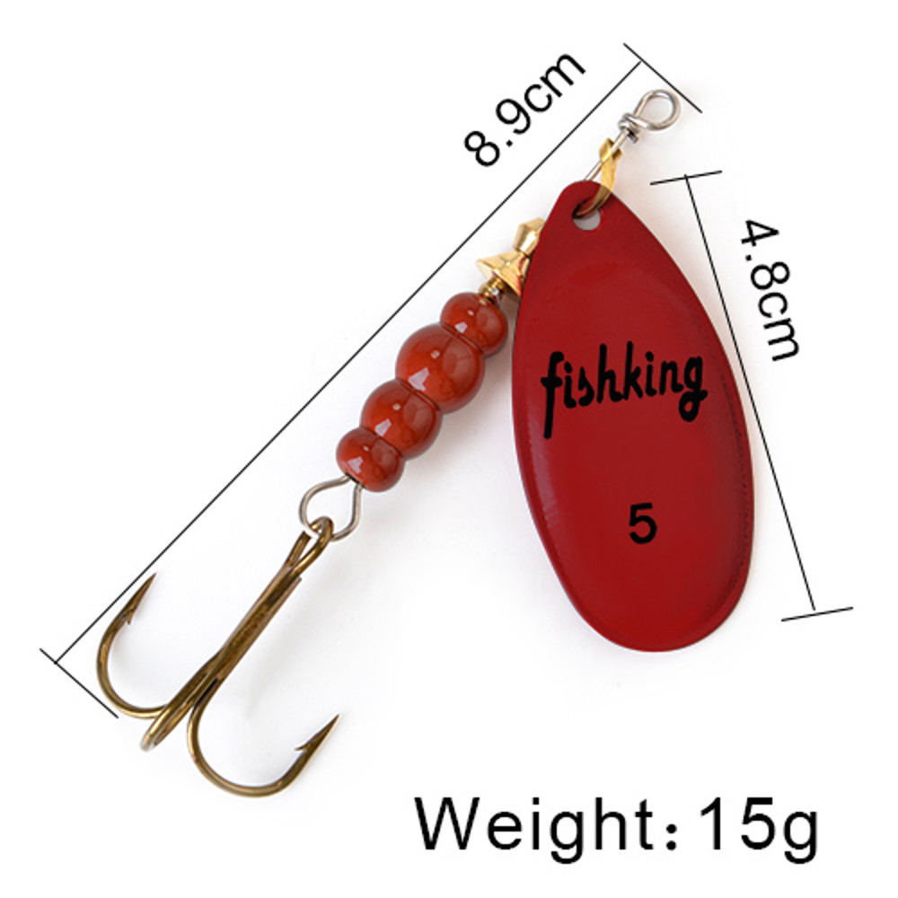 FISH KING Rotating Spinner Spoon Lures Metal Fishing Lure With Treble Hooks For Pike  Freshwater Pr 35