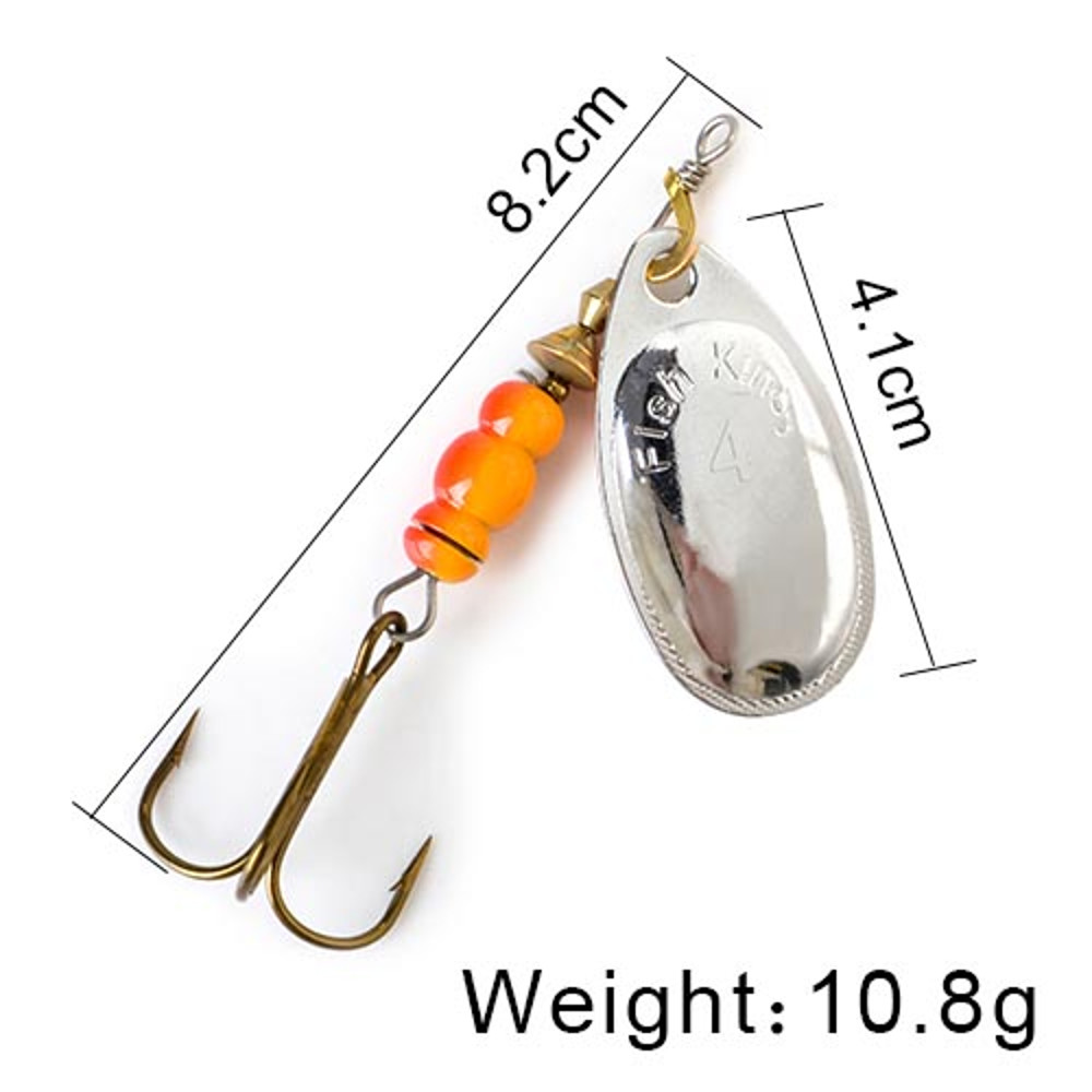 FISH KING Rotating Spinner Spoon Lures Metal Fishing Lure With Treble Hooks For Pike  Freshwater Pr 37
