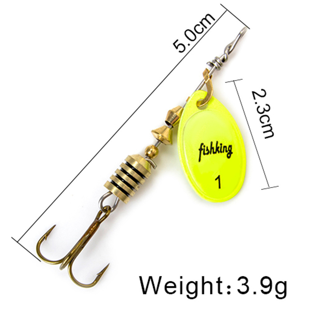 FISH KING Rotating Spinner Spoon Lures Metal Fishing Lure With Treble Hooks For Pike  Freshwater Pr 39