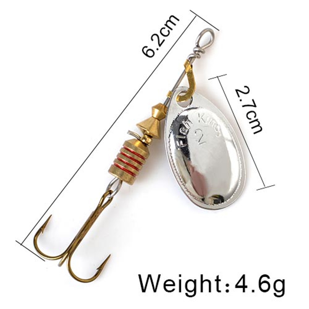FISH KING Rotating Spinner Spoon Lures Metal Fishing Lure With Treble Hooks For Pike  Freshwater Pr 41