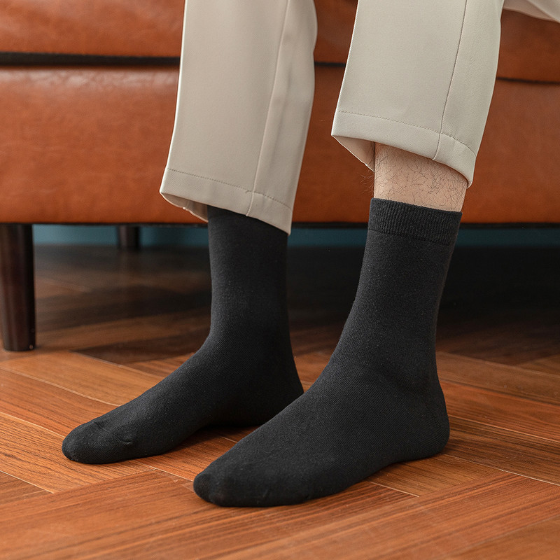 Men's Cotton Socks, Soft, Breathable Black and White Business Crew Socks for Office, Formal, Daily Wear, New Style