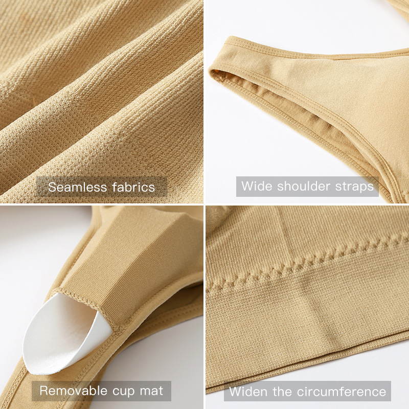 Wireless Seamless Thin Bra, Plus Size Non-Underwire Brassiere for Women Yoga, Sports & Everyday Comfort