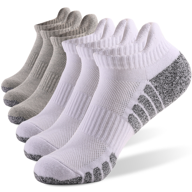 Low Cut Breathable Sports Socks for Men Women, Thickened Terry Mesh Boat Socks Non-Slip Shock Absorbing Running Ankle