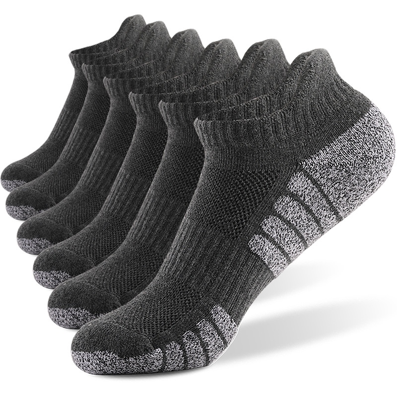 Low Cut Breathable Sports Socks for Men Women, Thickened Terry Mesh Boat Socks Non-Slip Shock Absorbing Running Ankle