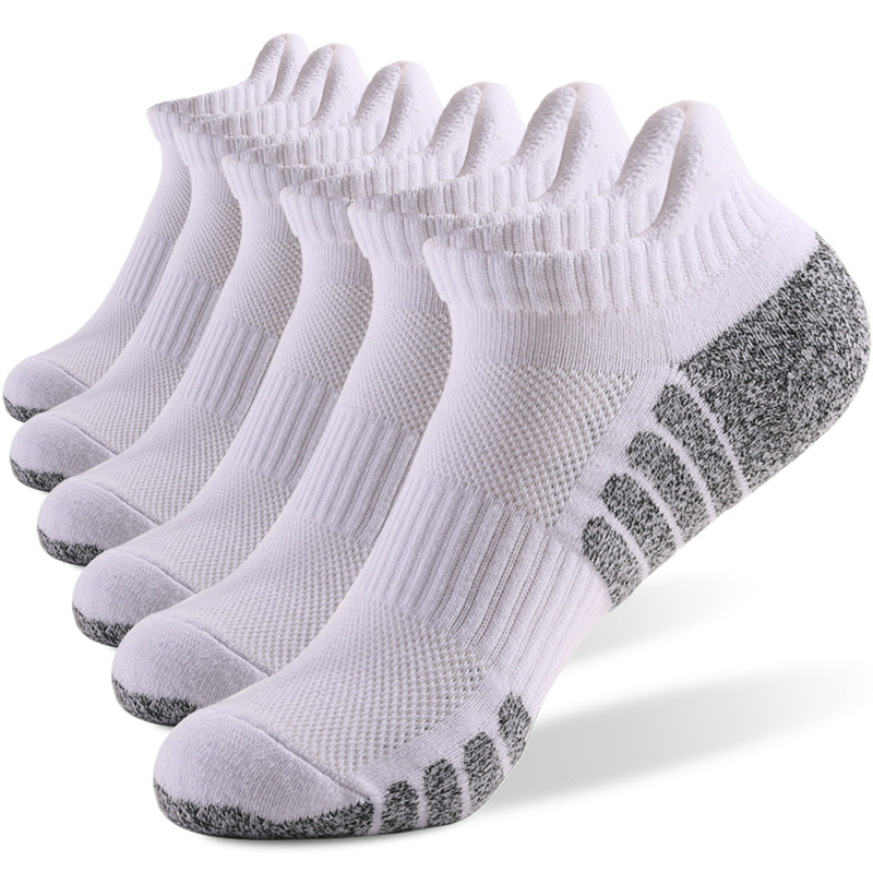 Low Cut Breathable Sports Socks for Men Women, Thickened Terry Mesh Boat Socks Non-Slip Shock Absorbing Running Ankle
