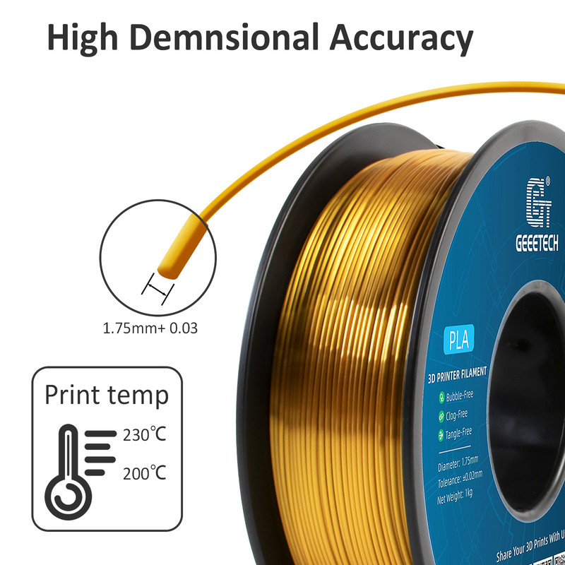 3D Filament, Shiny 3D Printer Spool Wire for High Quality Prints, Vacuum Packed