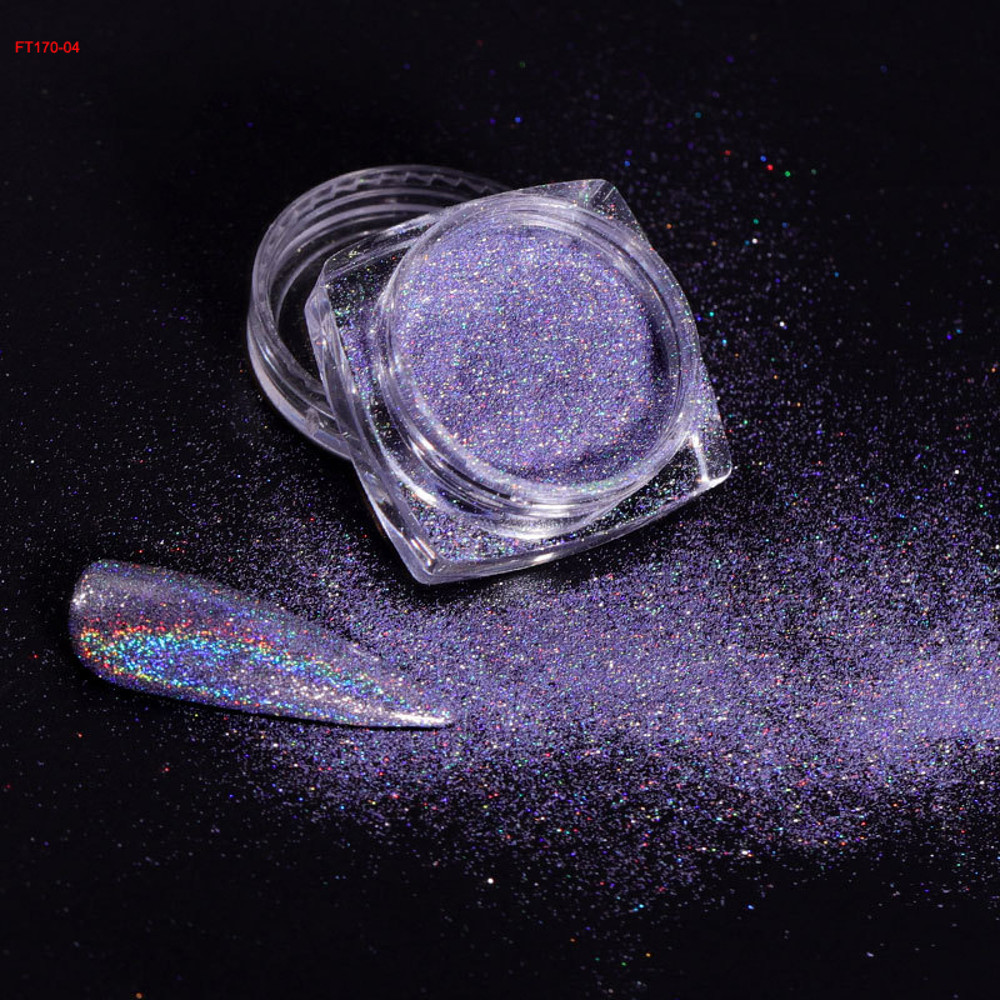 12Jars/set Holographic Glitter Nail Fine Powder – 0.05mm Super Shiny Unicorn Rainbow Laser Powder for DIY Mirror Manicur