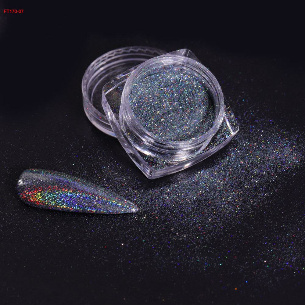 12Jars/set Holographic Glitter Nail Fine Powder – 0.05mm Super Shiny Unicorn Rainbow Laser Powder for DIY Mirror Manicur