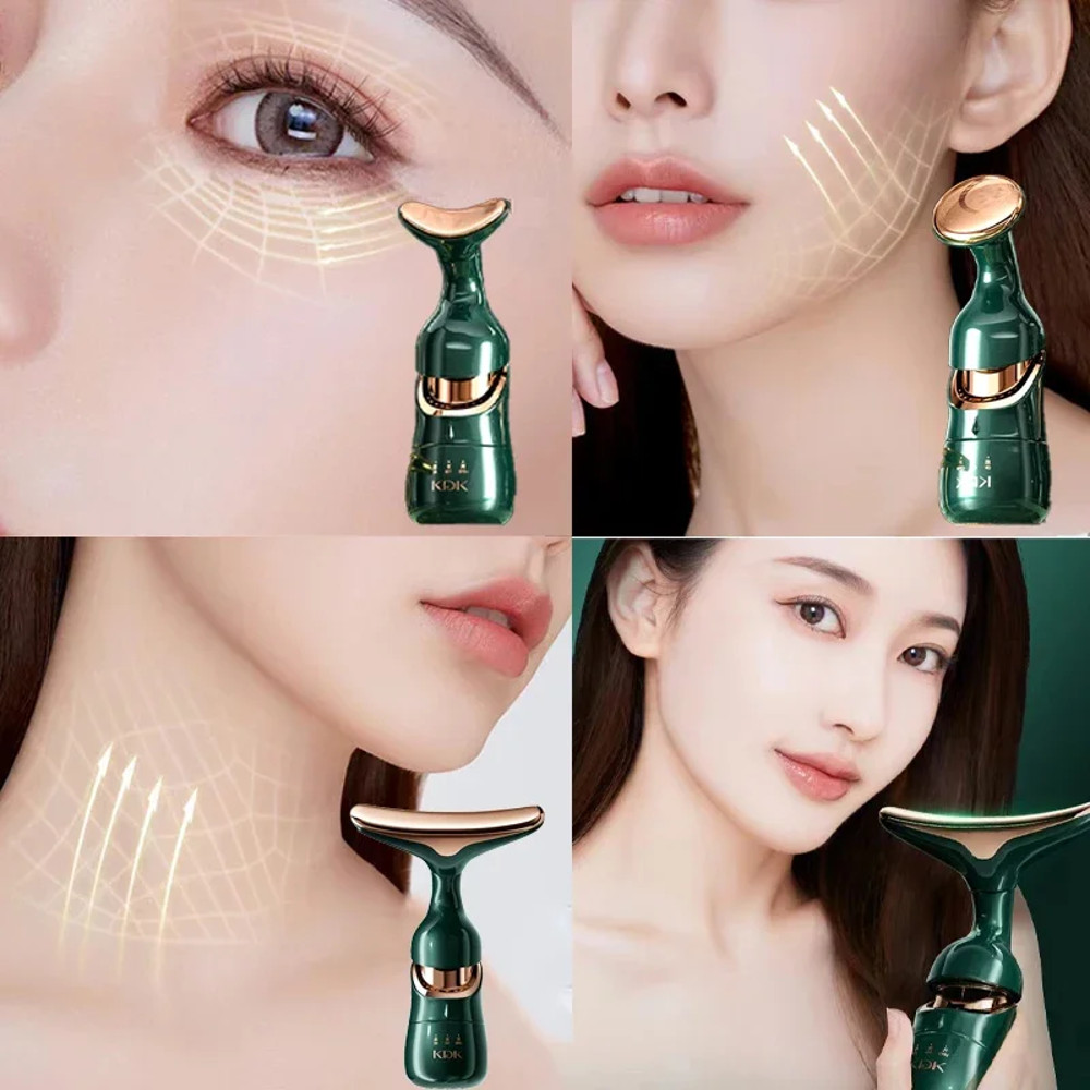 3-in-1 Facial Lifting Device Neck, Facial & Eye Massager EMS Beauty Tool for Skin Tightening, Wrinkle Reduction