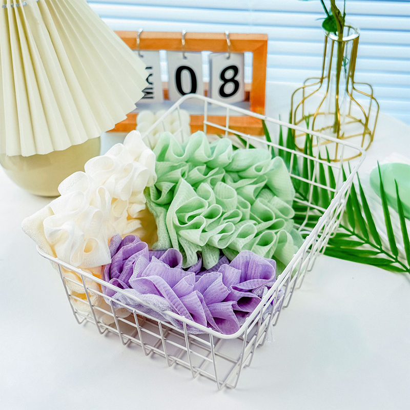 2-in-1 Bath Ball Towel Loofah with Drawstring Closure for Soap Soft Exfoliating Mesh Shower Sponge for Skin Care