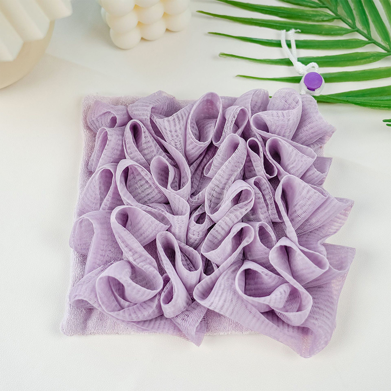 2-in-1 Bath Ball Towel Loofah with Drawstring Closure for Soap Soft Exfoliating Mesh Shower Sponge for Skin Care