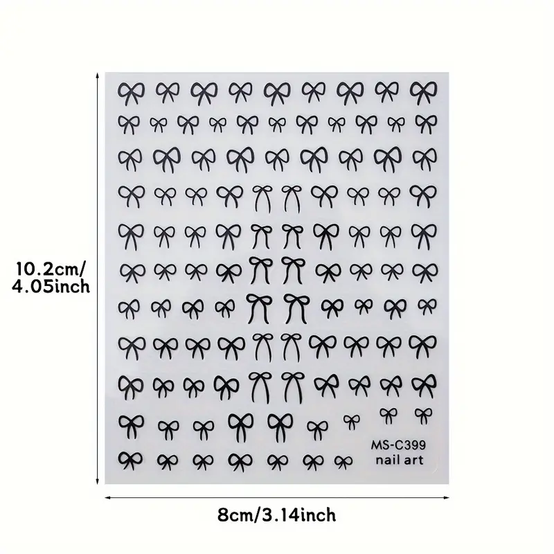 Self-Adhesive Nail Art Stickers, Mini Bowknot Design with Lace Ribbons, Bows & Butterfly Decals for Stunning Nails