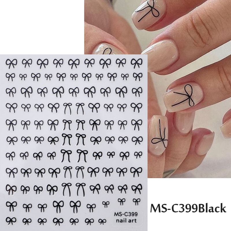 Self-Adhesive Nail Art Stickers, Mini Bowknot Design with Lace Ribbons, Bows & Butterfly Decals for Stunning Nails