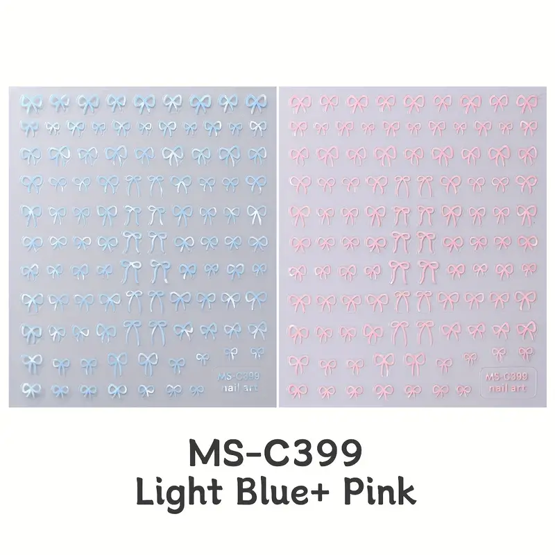 Self-Adhesive Nail Art Stickers, Mini Bowknot Design with Lace Ribbons, Bows & Butterfly Decals for Stunning Nails