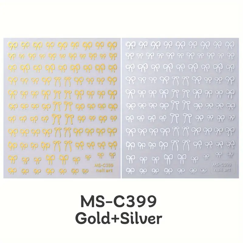 Self-Adhesive Nail Art Stickers, Mini Bowknot Design with Lace Ribbons, Bows & Butterfly Decals for Stunning Nails