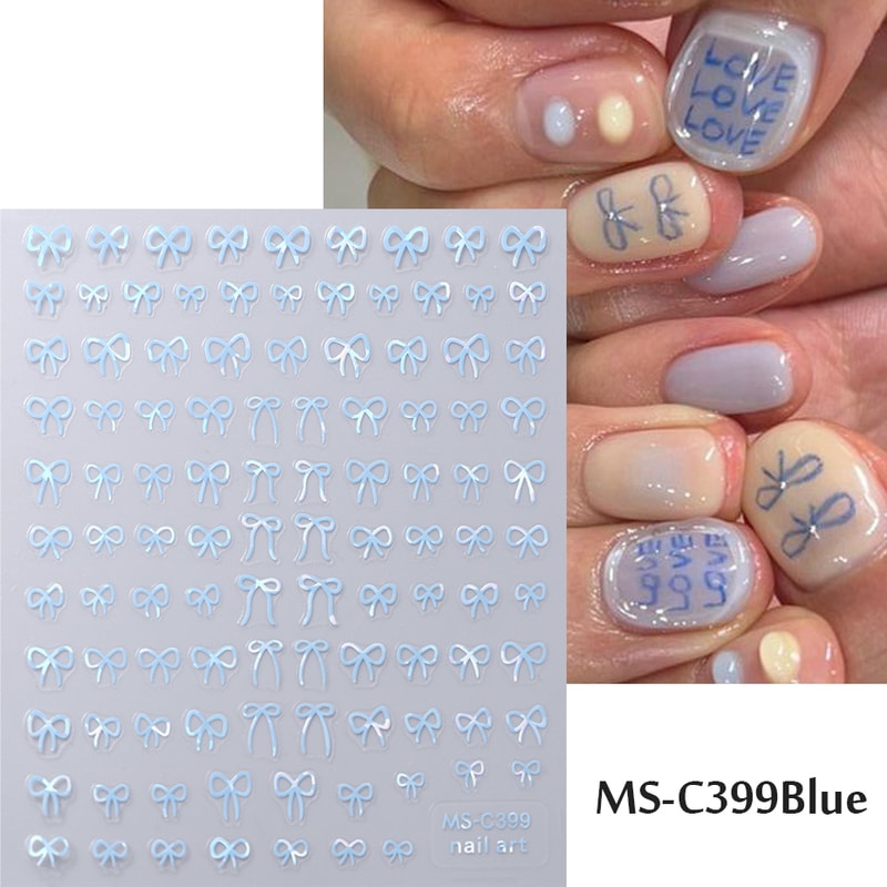 Self-Adhesive Nail Art Stickers, Mini Bowknot Design with Lace Ribbons, Bows & Butterfly Decals for Stunning Nails