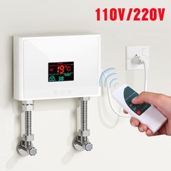 110v/220v instant water heater 3000w/5500w, wall-mounted electric heater for bathroom shower & kitchen fast hot water
