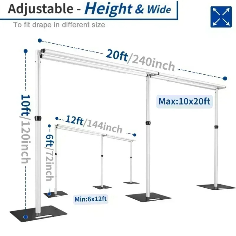 Portable Double Crossbar Pipe  Drape Backdrop Stand Kit Wedding Curtain Display Aluminum Pipe Frame 1