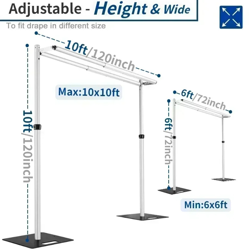 Portable Double Crossbar Pipe  Drape Backdrop Stand Kit Wedding Curtain Display Aluminum Pipe Frame 5