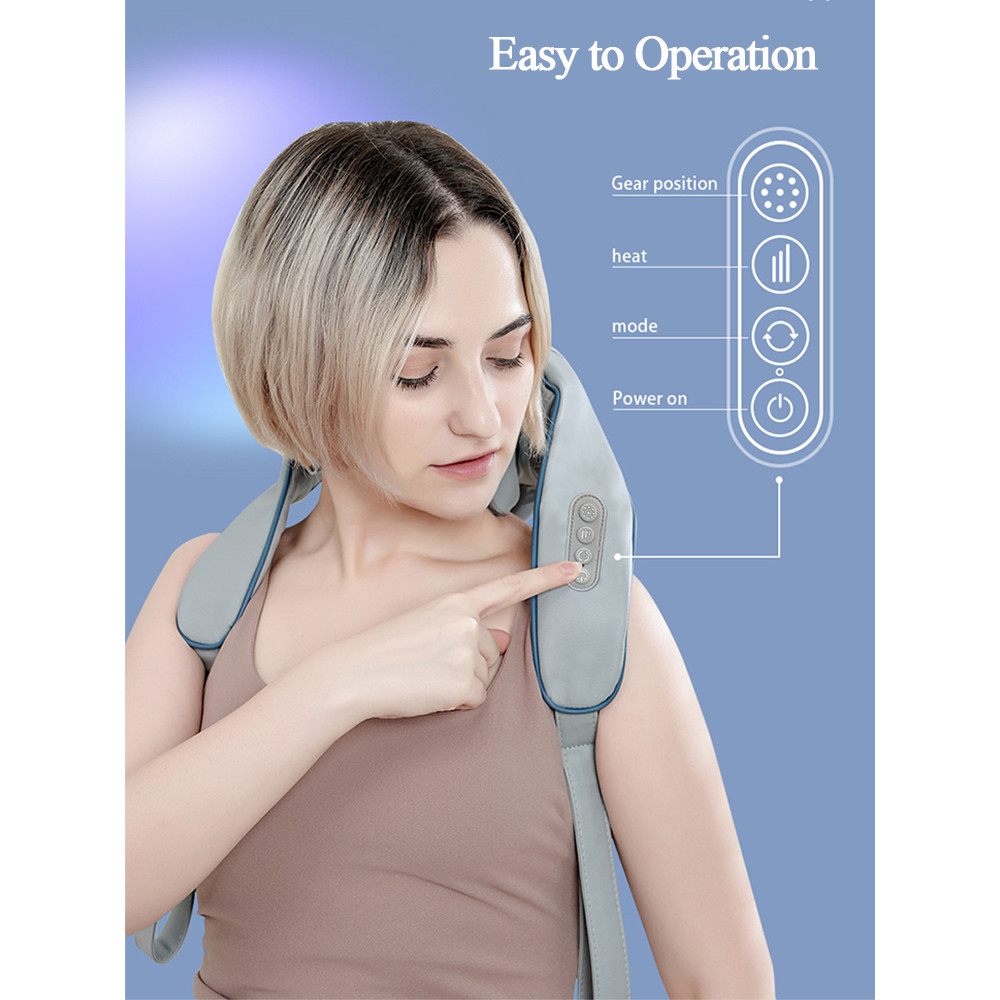 Wireless Trapezius Neck Back Massager With 8 Heads Electric Kneading Massage Shawl For Neck Shoulde