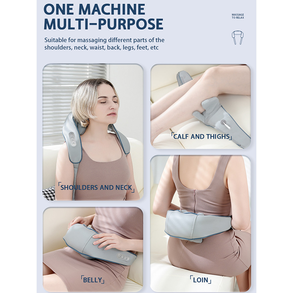 Wireless Trapezius Neck Back Massager With 8 Heads Electric Kneading Massage Shawl For Neck Shoulde