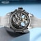 Automatic Mechanical Watch Men Skeleton Dial Waterproof Sport Wristwatch Stainless Steel Case Silic 1