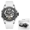 Automatic Mechanical Watch Men Skeleton Dial Waterproof Sport Wristwatch Stainless Steel Case Silic 6