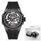 Automatic Mechanical Watch Men Skeleton Dial Waterproof Sport Wristwatch Stainless Steel Case Silic 8